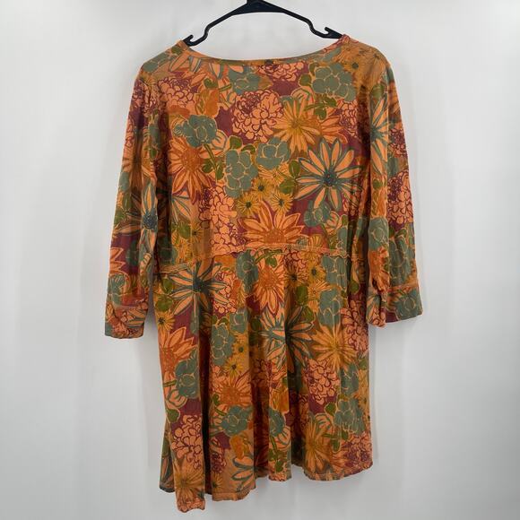 C.MC. BY COLOR ME COTTON Top SZ Medium Made in USA Lagenlook Floral Flowy Shirt - Picture 2 of 11